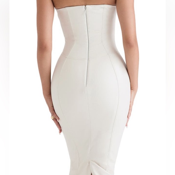 HOUSE OF CB Camilla Strapless Faux Vegan Leather Body-Con Dress $269 Ivory Small - Picture 16 of 16